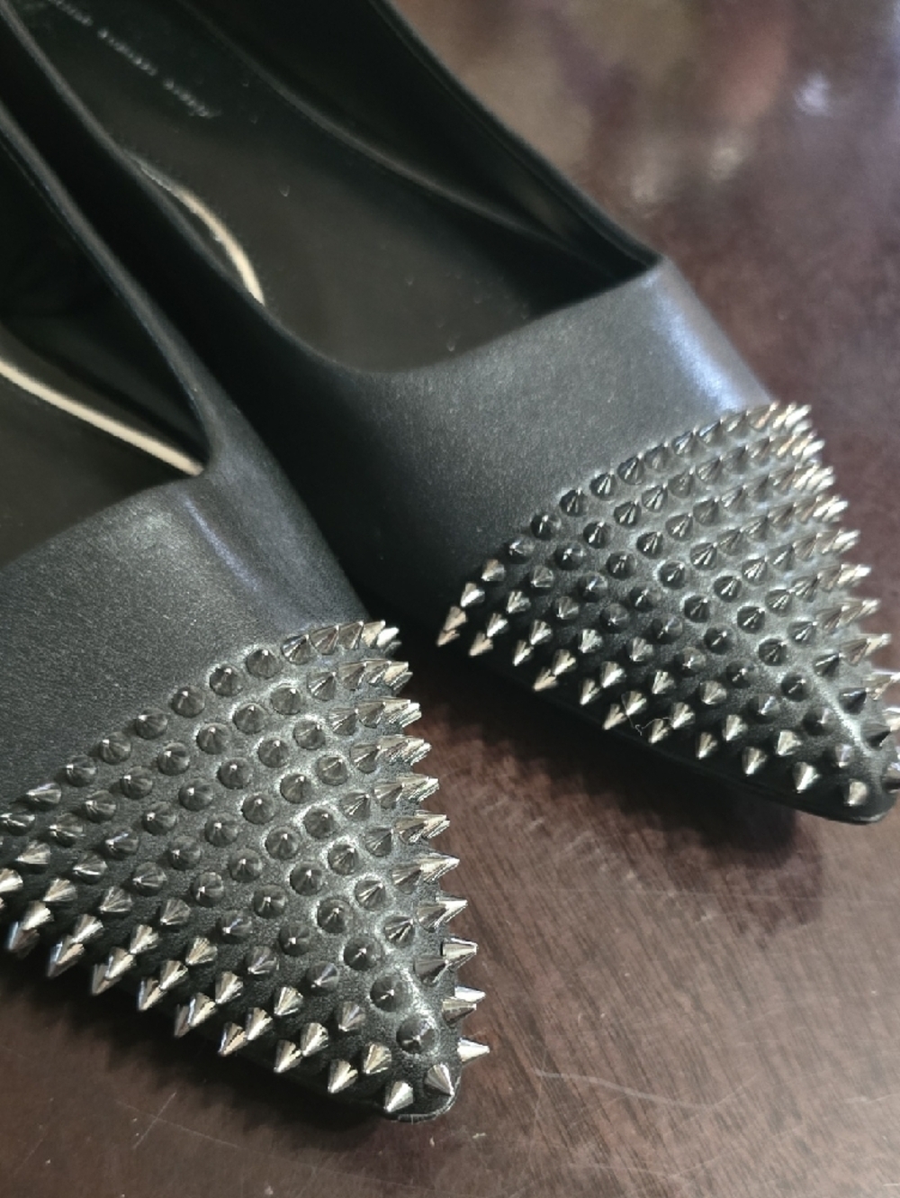 Design Concept Studio Black Studded Pointed Toe Women's Flats